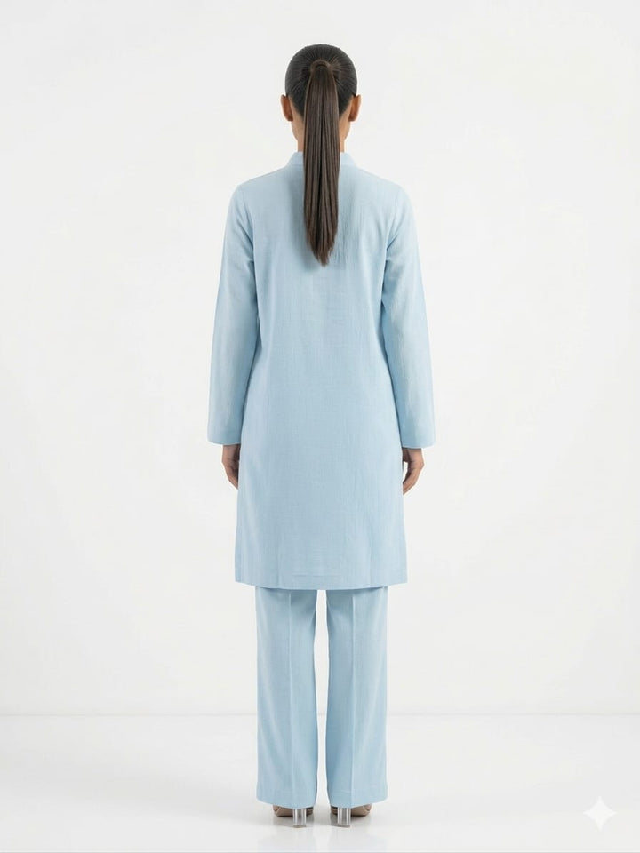 Gulabo - Cloud Set Blended Crepe Shirt For Women - Powder Blue - 1 Piece - Studio by TCS