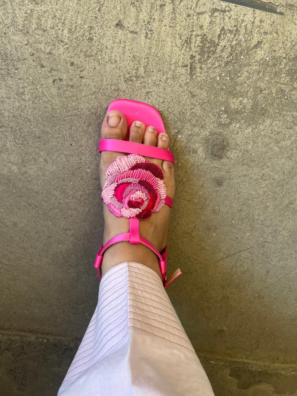 Chapter 13 - Satin Rose Sandal For Women - Hot pink - Studio by TCS