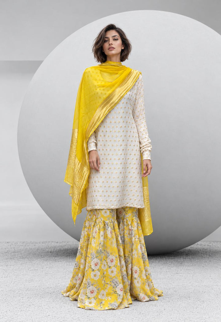 Maheen Khan BEGUM Gharara Yellow 3 Piece