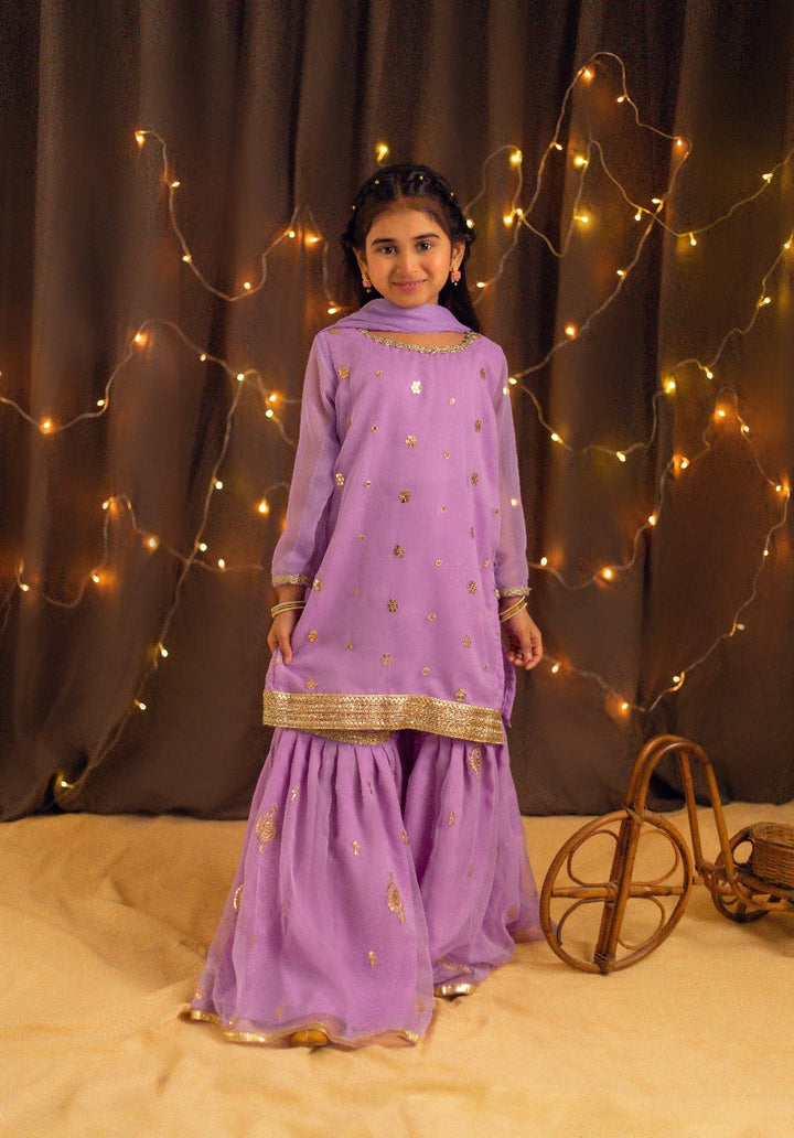 Kidoz Kloset - Lilac Dreams  Embroidered Gharara Set For Girl
