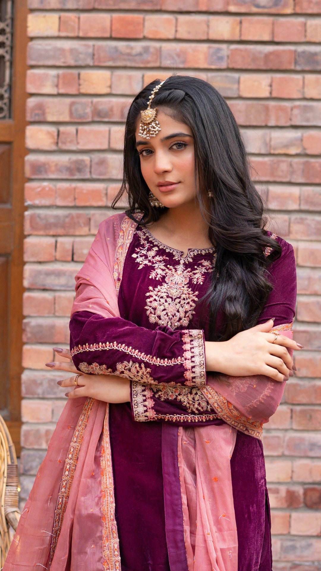Omal by Komal - Nooray - Plum - Velvet & Maysuri - 3 Piece