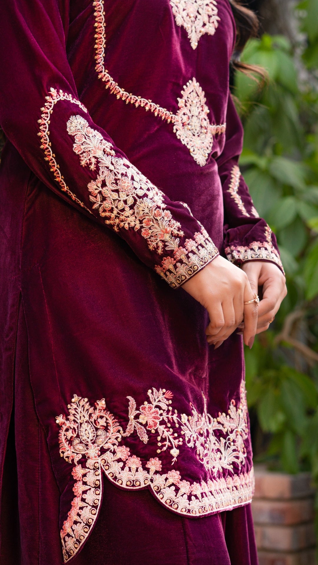 Omal by Komal - Nooray - Plum - Velvet & Maysuri - 3 Piece