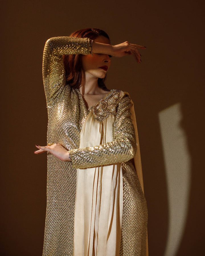 Ombrella - Golden Mirage Gold Georgette Shirt For Women - 1 Piece