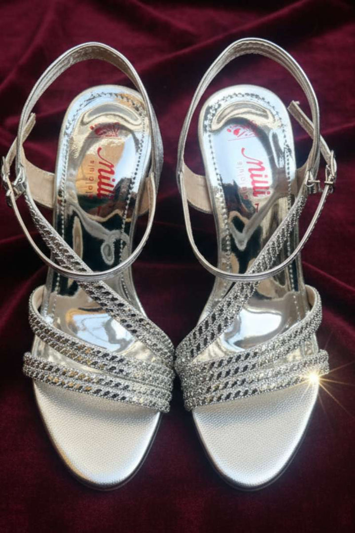Milli Shoes - Fancy High Heels Sandals For Women - Silver - Studio by TCS