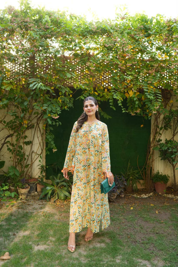 Ombrella - Sage citrus Lawn Kaftan For Women - 1 Piece