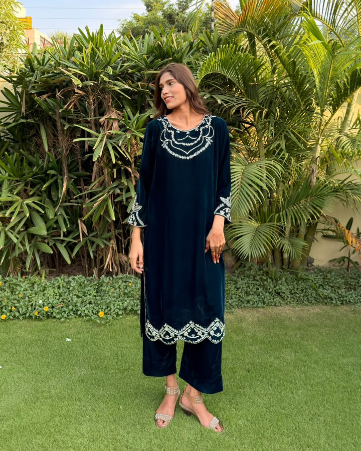 Ombrella Midnight Blue Velvet 2 Piece Suit