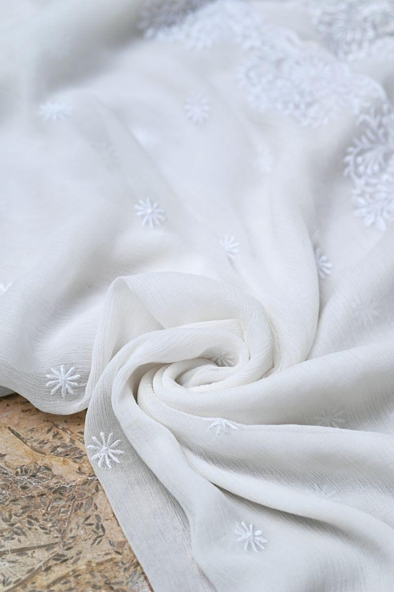 White dupatta AYW-011 - Chiffon