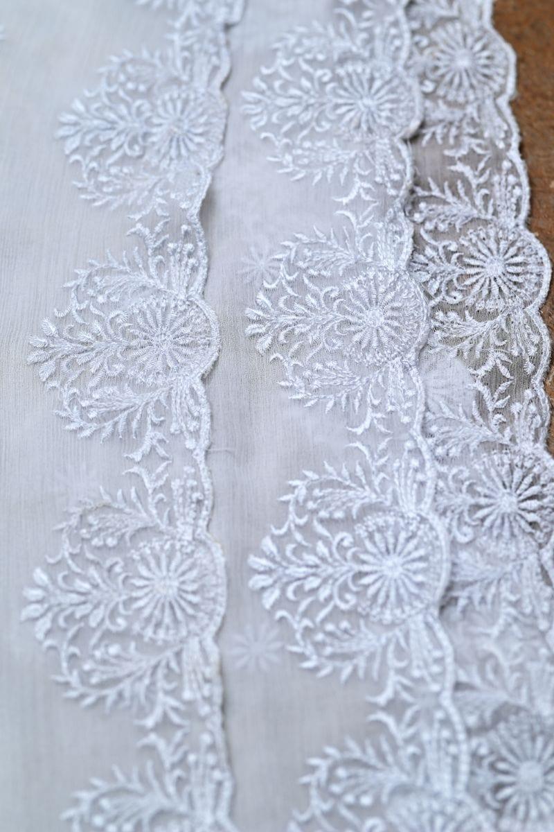 White dupatta AYW-011 - Chiffon