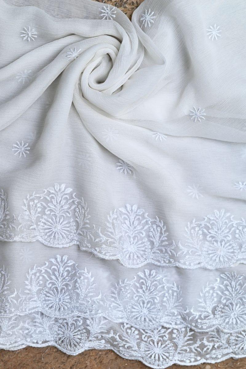 White dupatta AYW-011 - Chiffon