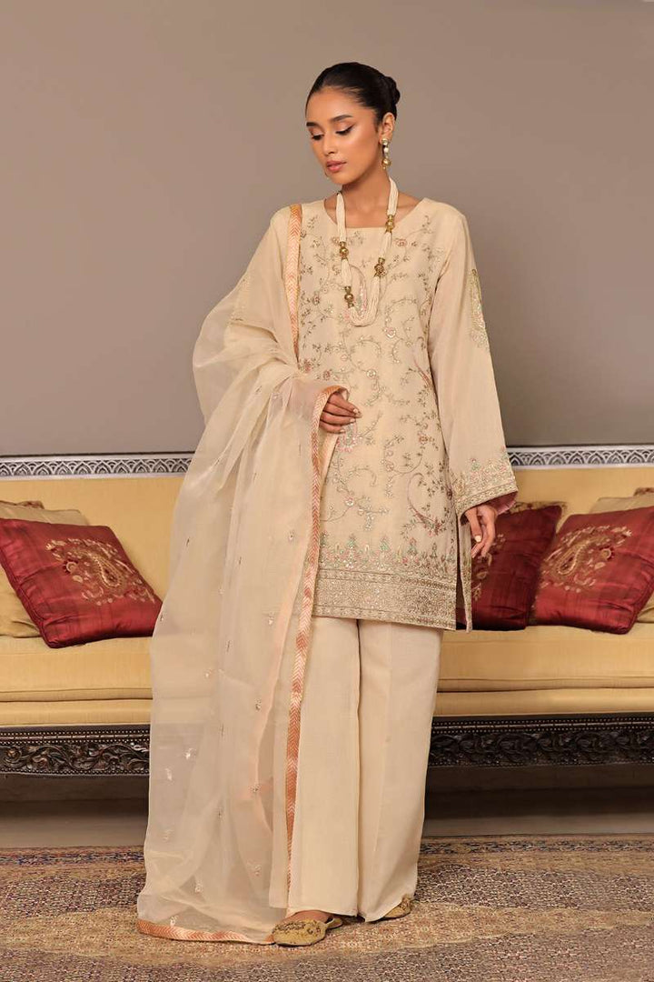 Oaks - Embroidered Suit Pret Masoori Beige  - 3 Piece