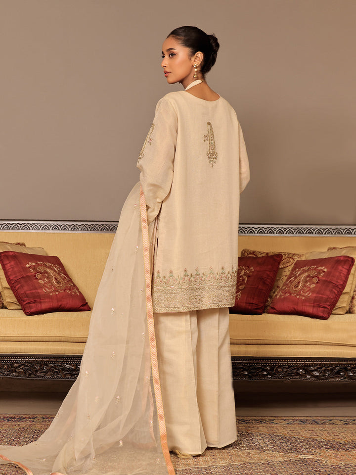 Oaks - Embroidered Suit Pret Masoori Beige  - 3 Piece