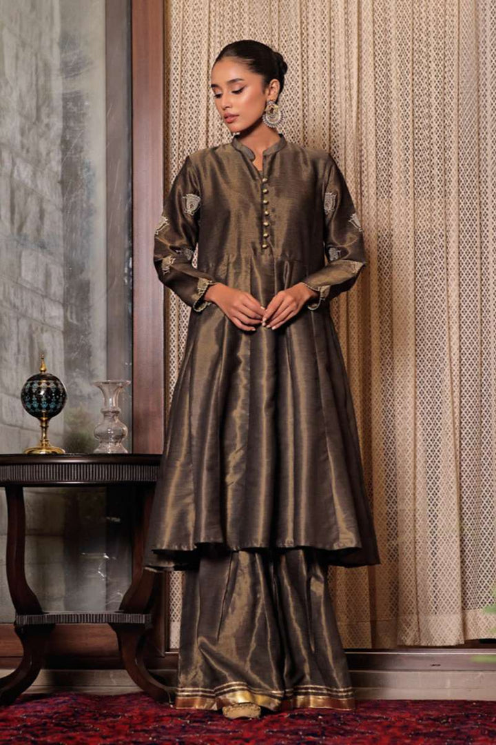 Oaks - Embroidered Pret Kurti Masoori Dark Grey  - 1 Piece