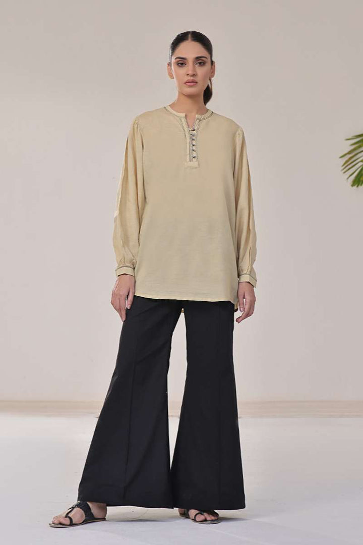 Oaks - Solid Fusion Top Cotton Mehndi  - 1 Piece