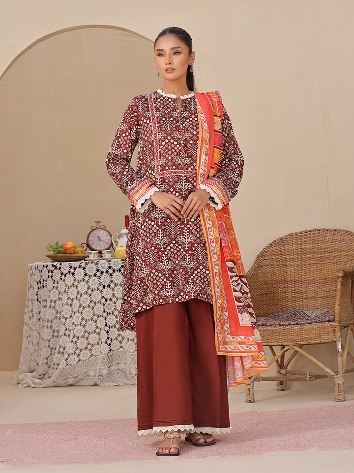 Oaks - Printed Unstitched Lawn Brown  - 2 Piece