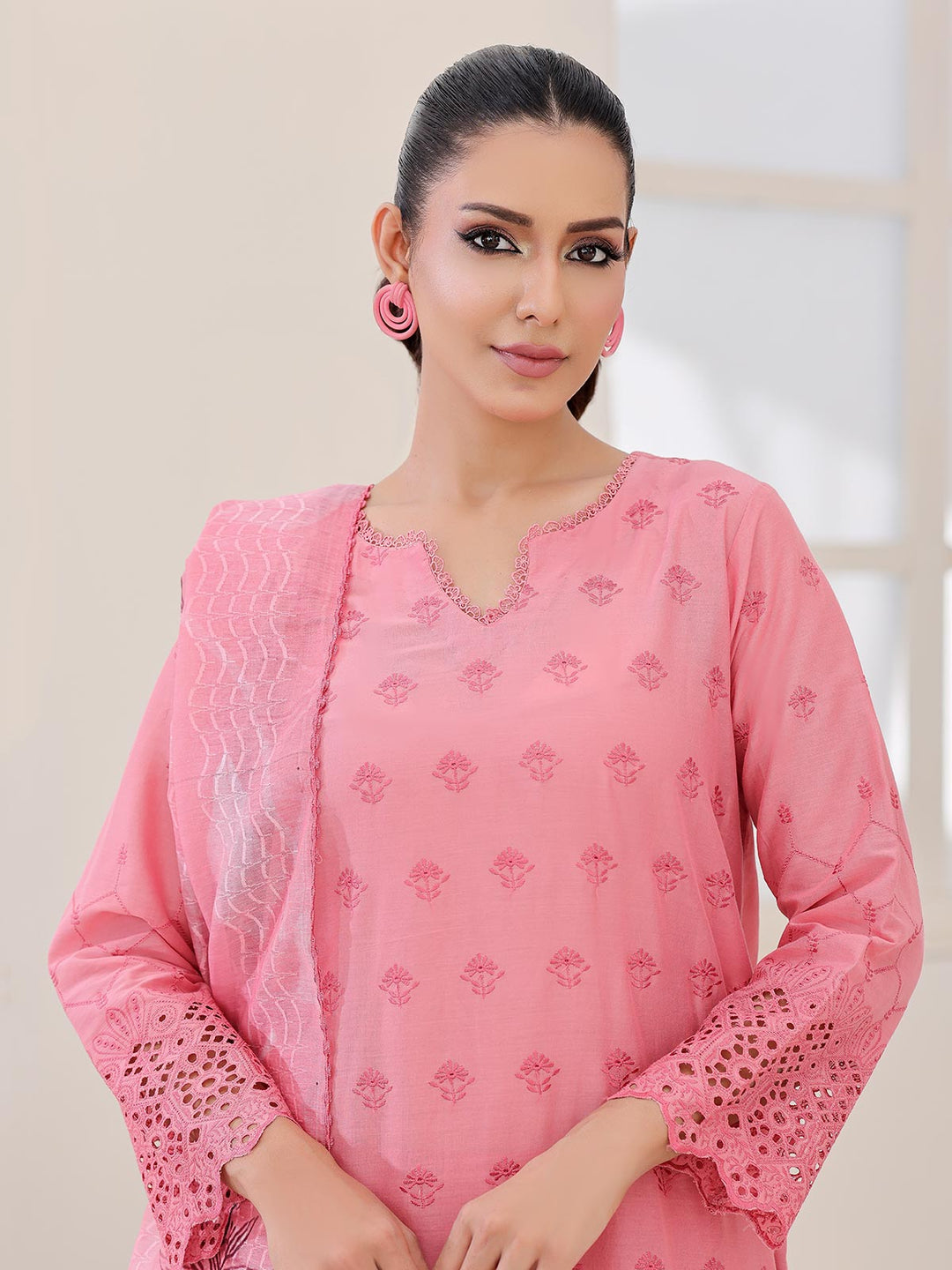 Oaks - ChickenKaari Pret Lawn Suit For Women - Pink - 3 Piece