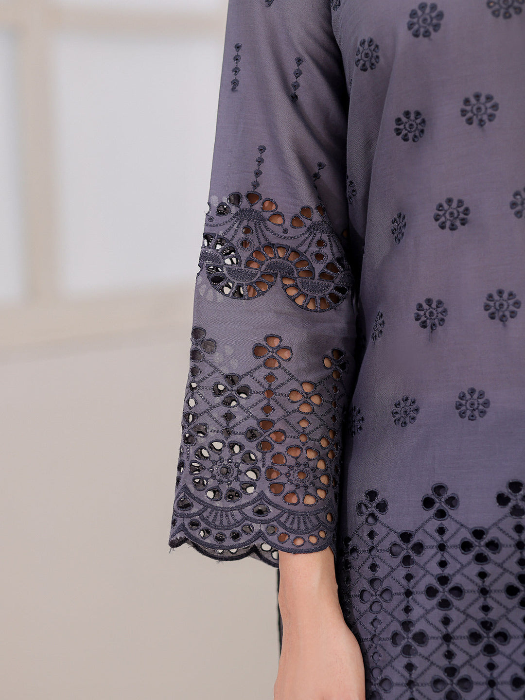 Oaks - ChickenKaari Pret Lawn Suit For Women - Charcoal - 3 Piece