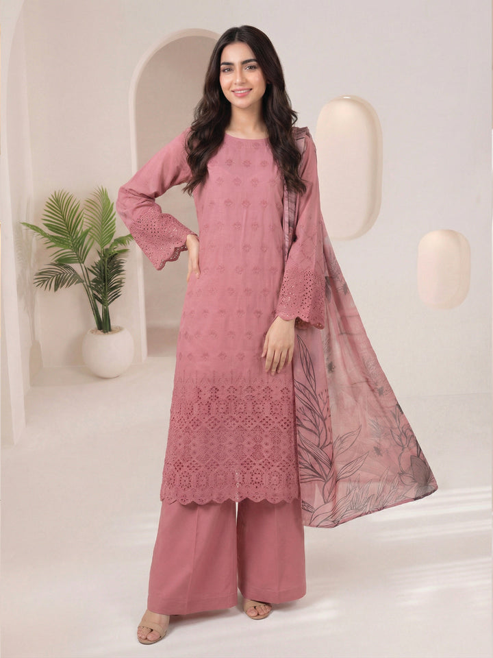 Oaks - ChickenKaari Unstitch Suit For Women - Pink - 3 Piece - Studio by TCS