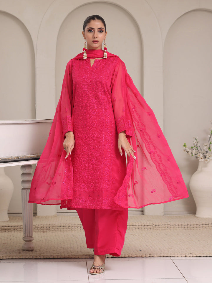 Oaks - Chiffon Embroidered Pret Suit For Women - Aatishi - 3 Piece