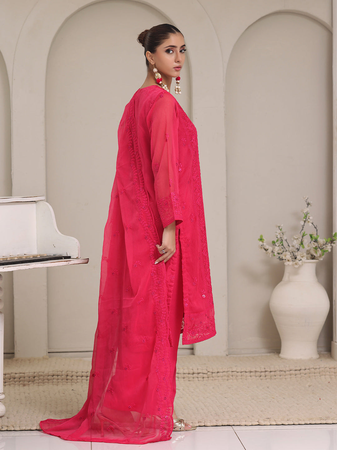 Oaks - Chiffon Embroidered Pret Suit For Women - Aatishi - 3 Piece