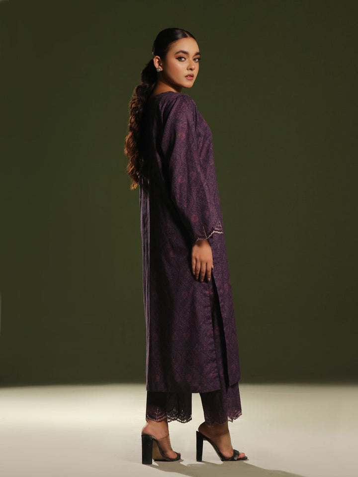 Oaks - Embroidered Pret & Unstitched Shirt Trouser Cambric Dark Plum - 2 Piece