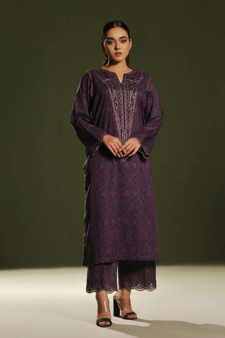 Oaks - Embroidered Pret & Unstitched Shirt Trouser Cambric Dark Plum - 2 Piece