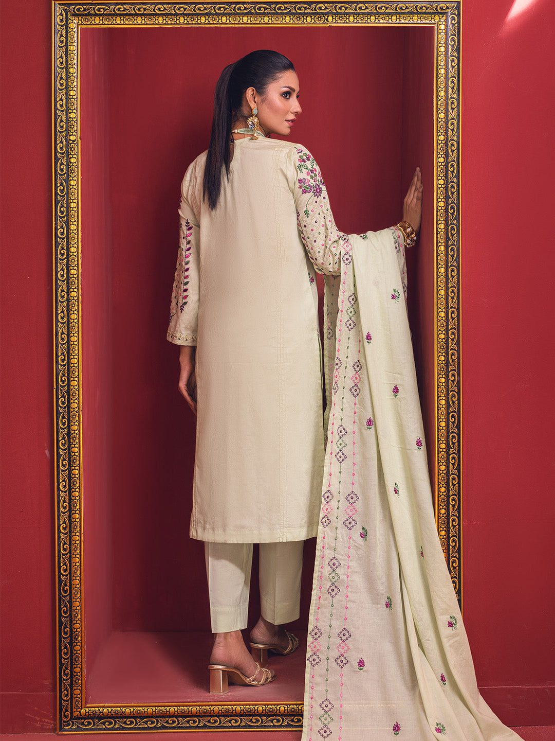 Oaks - Embroidered Pret Shirt Dupatta Jacquard Green  - 2 Piece