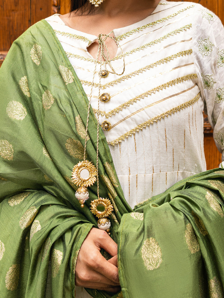 Oaks - Embroidered Suit Pret Jacquard Cream  - 3 Piece