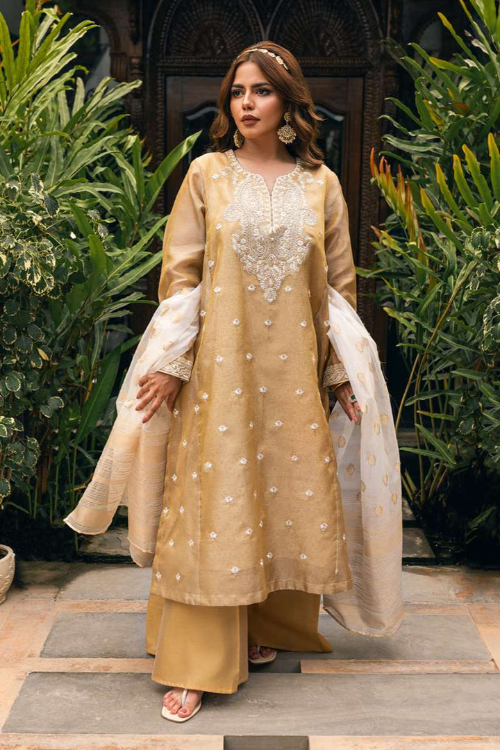 Oaks - Embroidered Suit Pret Zari Golden  - 3 Piece