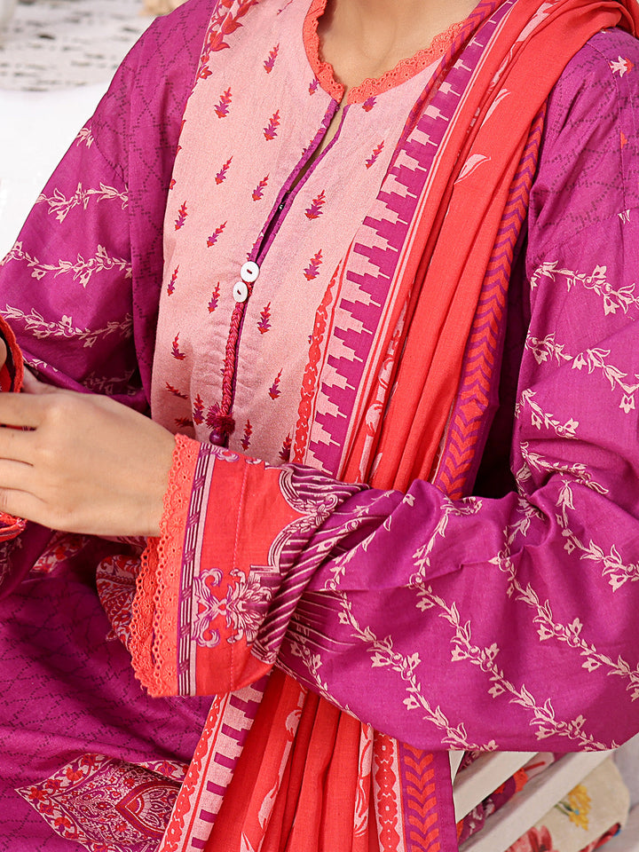 Oaks - Printed Pret Shirt Dupatta Lawn Magenta  - 2 Piece