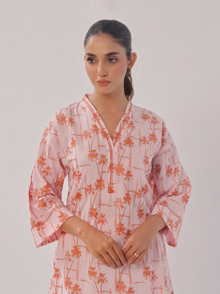 Oaks - 2 Piece Printed Pret Shirt Trouser Cambric Pink - OW2P-2408013