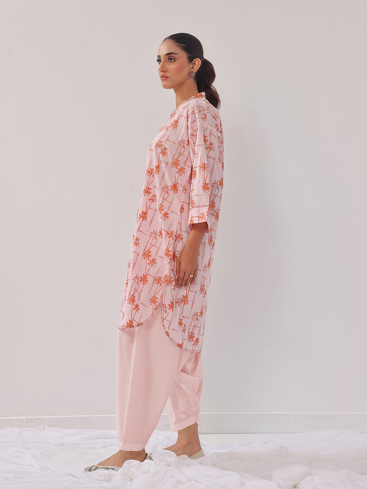 Oaks - 2 Piece Printed Pret Shirt Trouser Cambric Pink - OW2P-2408013