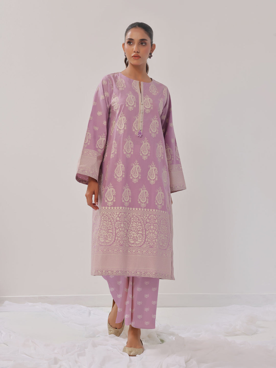 Oaks - 2 Piece Printed Pret Shirt Trouser Cambric Lilac - OW2P-2408020