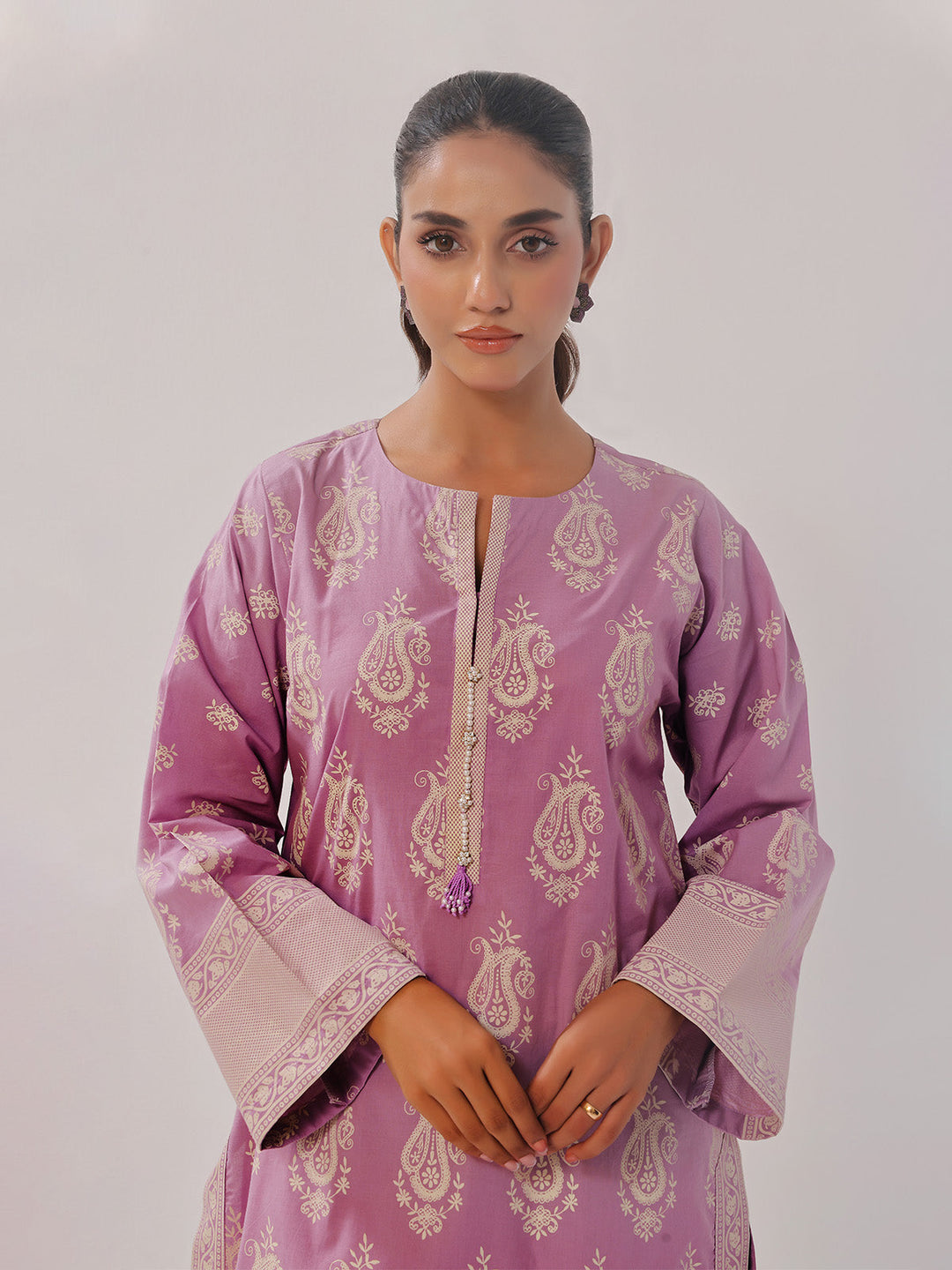 Oaks - 2 Piece Printed Pret Shirt Trouser Cambric Lilac - OW2P-2408020