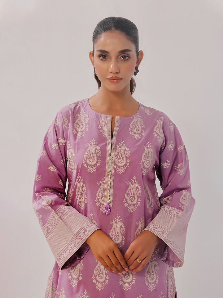 Oaks - 2 Piece Printed Pret Shirt Trouser Cambric Lilac - OW2P-2408020