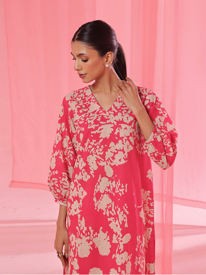 Oaks - Lawn Printed Unstitch Suit For Women - Red - 2 Piece