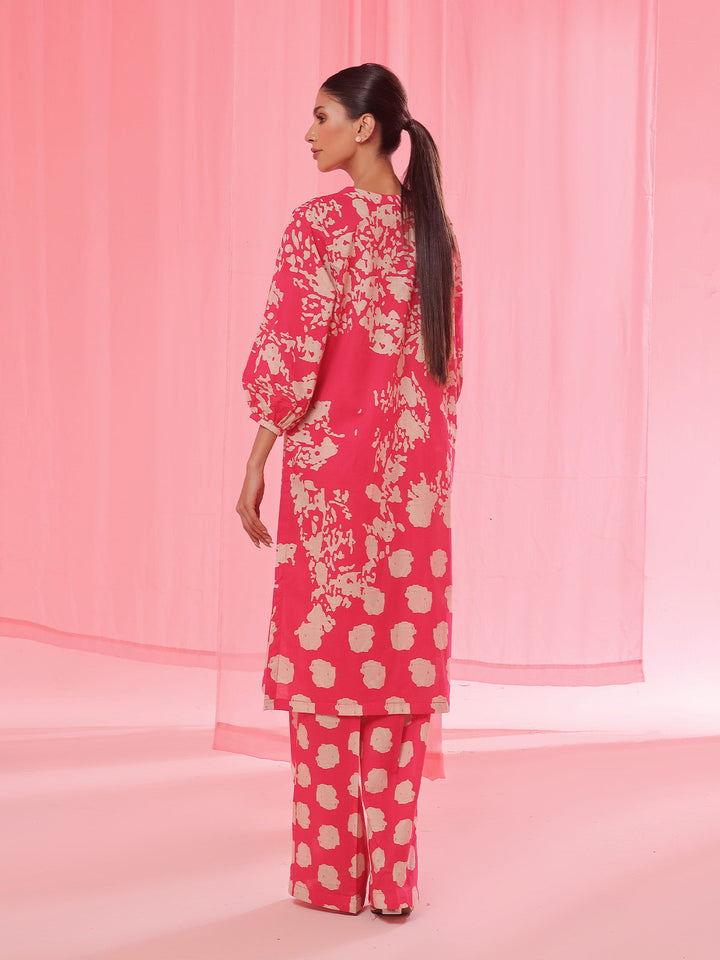 Oaks - Lawn Printed Unstitch Suit For Women - Red - 2 Piece