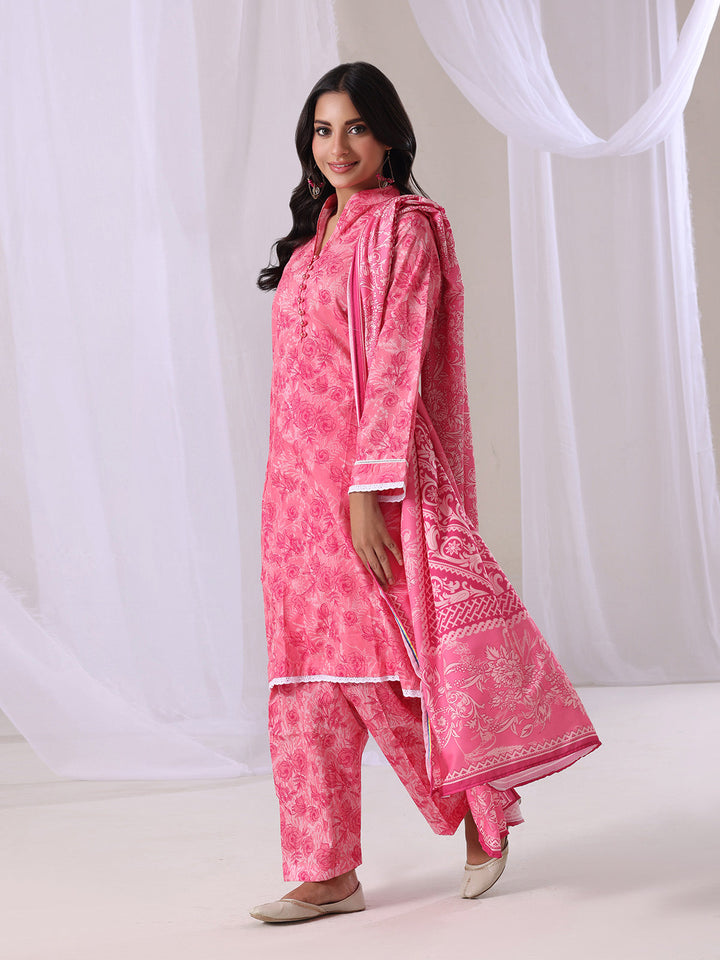 Oaks - Lawn Suit For Women - Pink - 3 Piece