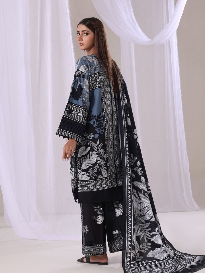 Oaks - Lawn Printed Unstitch Suit For Women - Grey - 3 Piece