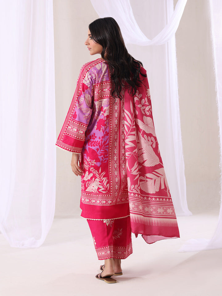 Oaks - Lawn Suit For Women - Red - 3 Piece