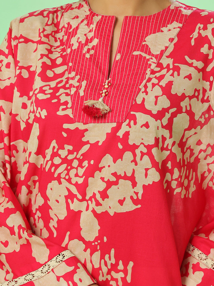 Oaks - Lawn Suit For Women - Red - 1 Piece