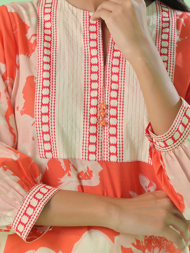 Oaks - Lawn Suit For Women - Orange - 1 Piece