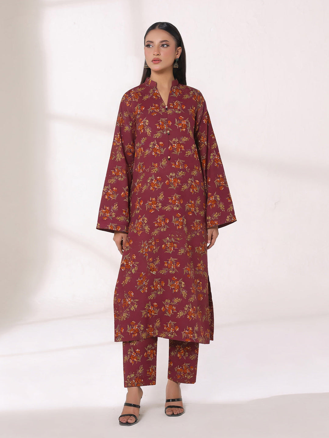 Oaks Printed Lawn Unstitched Pink 2 Piece