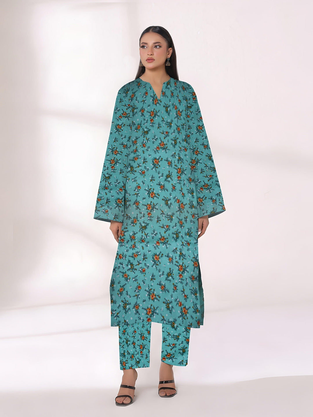 Oaks Printed Lawn Unstitched Green 2 Piece