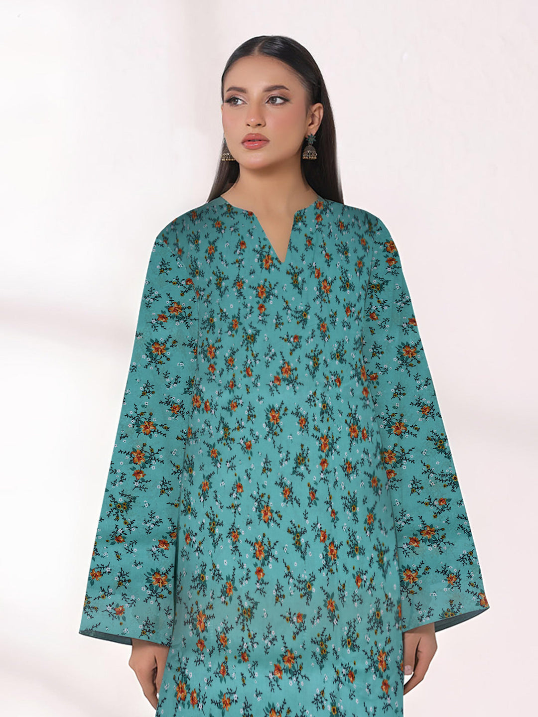 Oaks Printed Lawn Unstitched Green 2 Piece