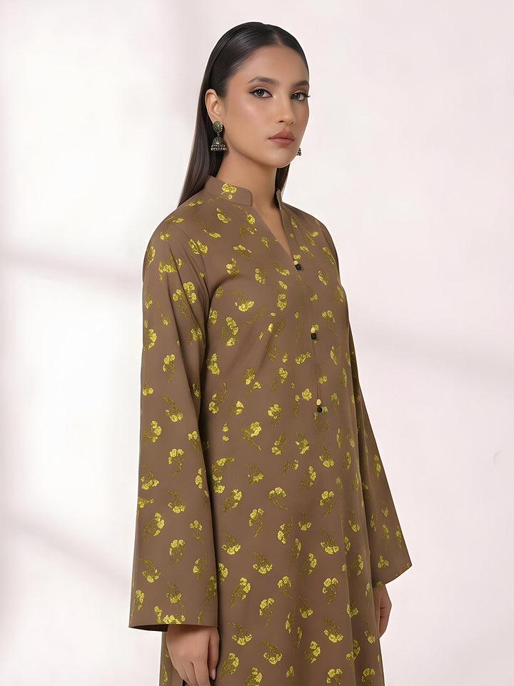 Oaks Printed Lawn Unstitched Brown 2 Piece