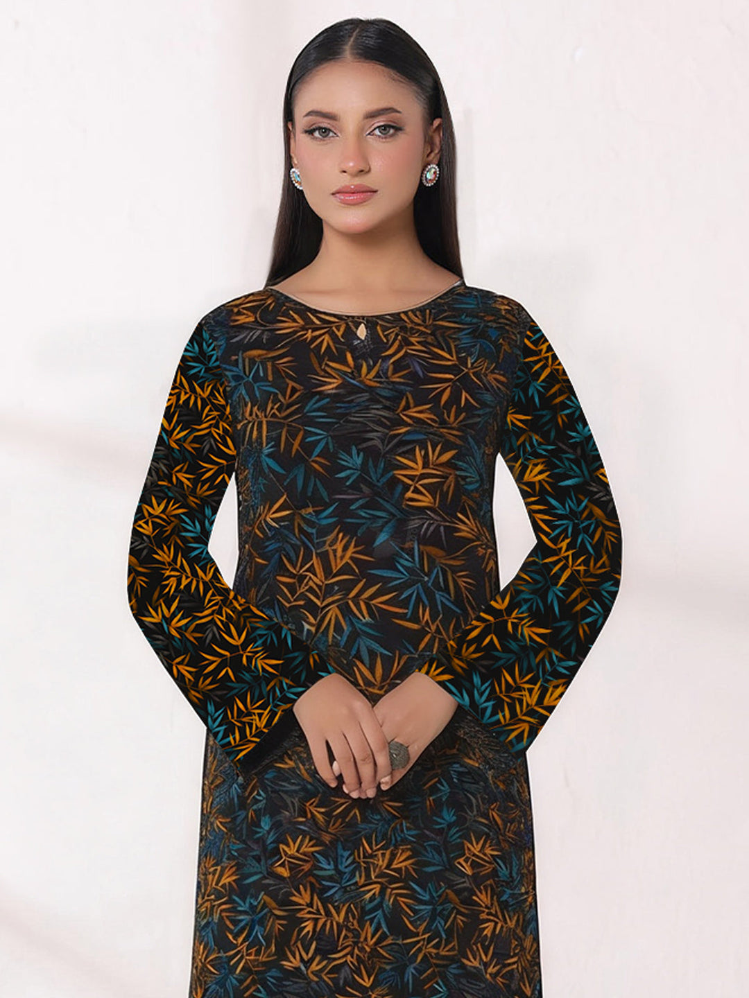 Oaks Printed Lawn Unstitched Black 2 Piece