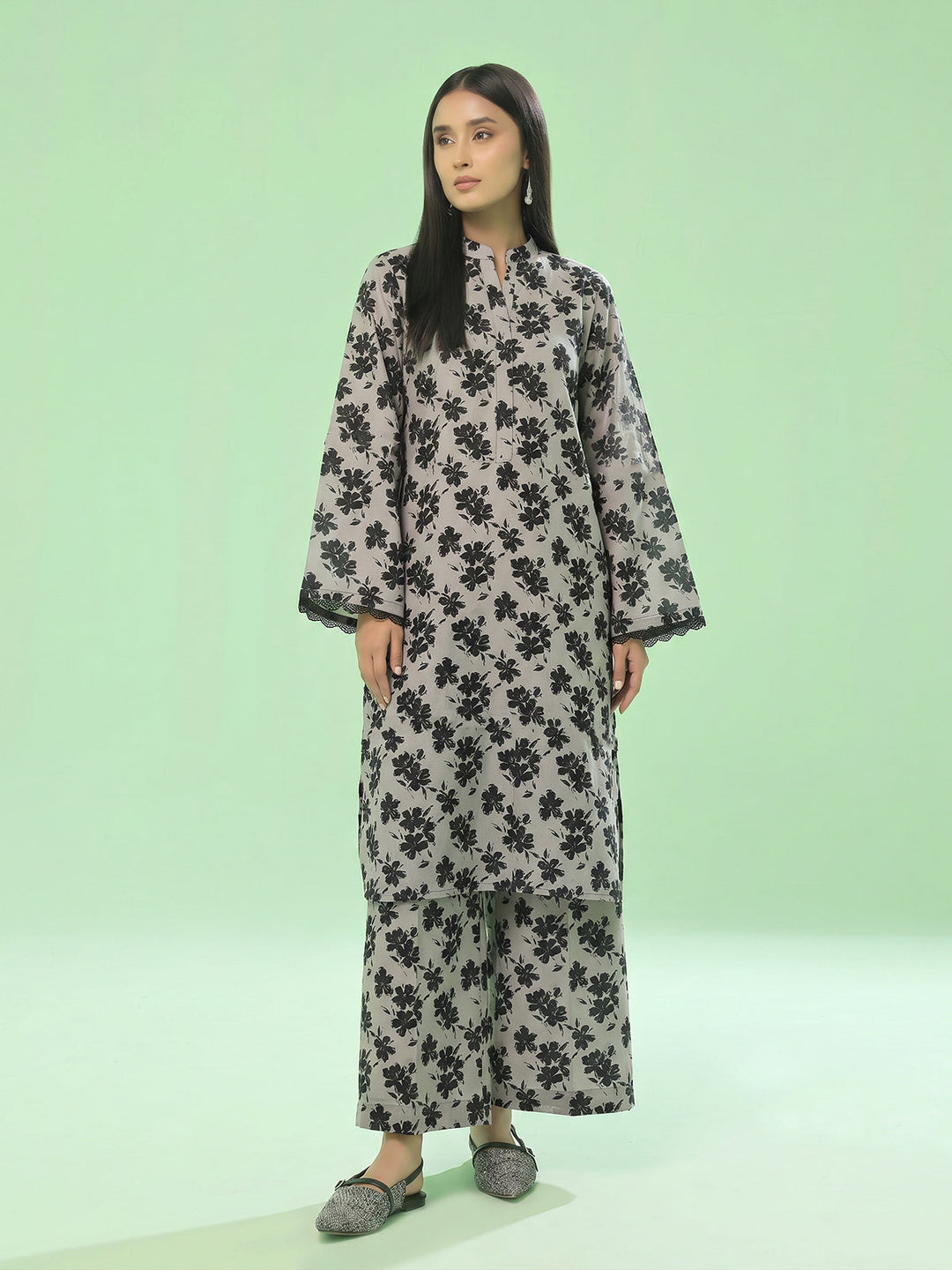 Oaks Printed Lawn Unstitched Beige / Nude 1 Piece