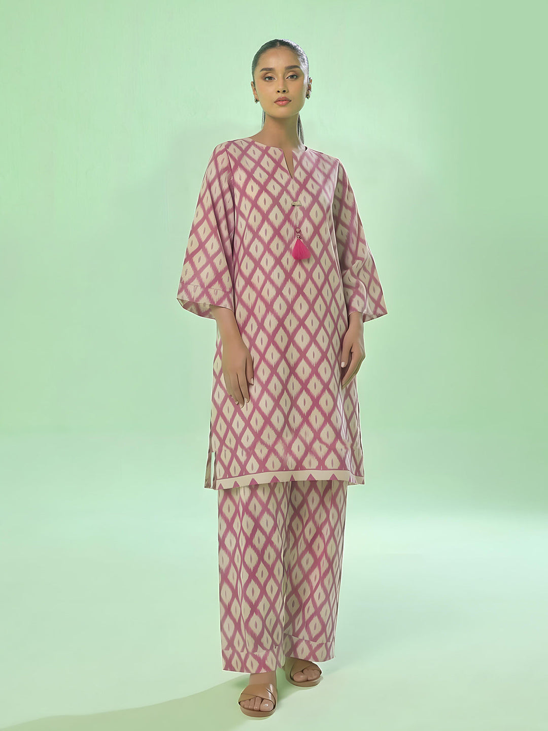 Oaks Printed Lawn Unstitched Pink 1 Piece