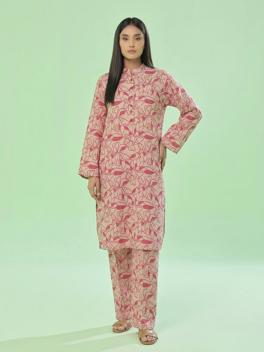 Oaks Printed Lawn Unstitched Orange 1 Piece