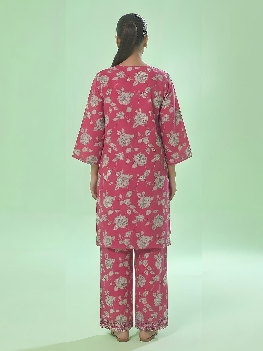 Oaks Printed Lawn Unstitched Pink 1 Piece